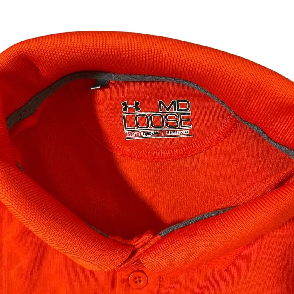 Under Armour Men's HeatGear Solid Orange Short Sleeve Polo Shirt Medium - Picture 8 of 8